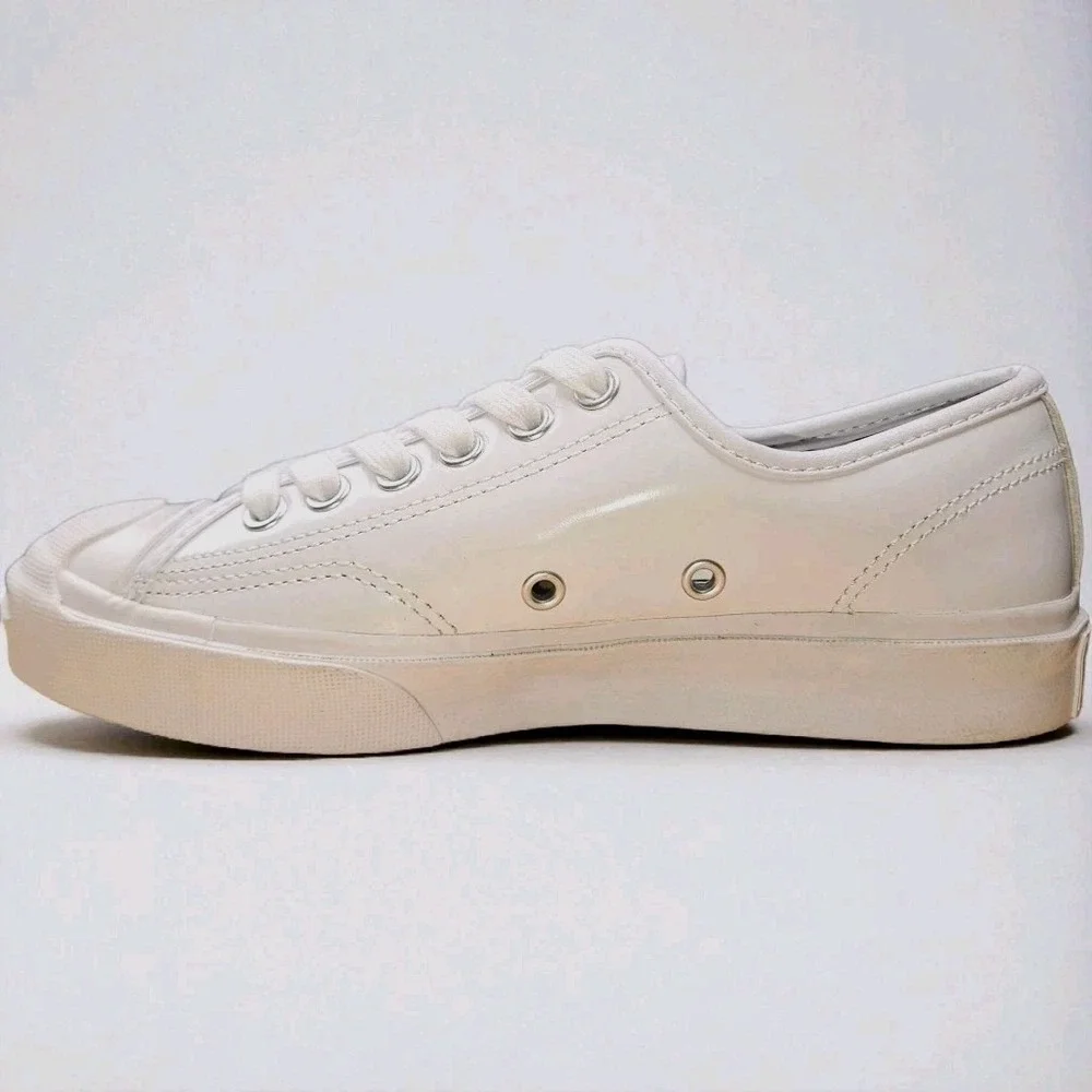 Converse Jack Purcell White Leather Sneakers Women 4.5 Lace Up Low Top Wedge